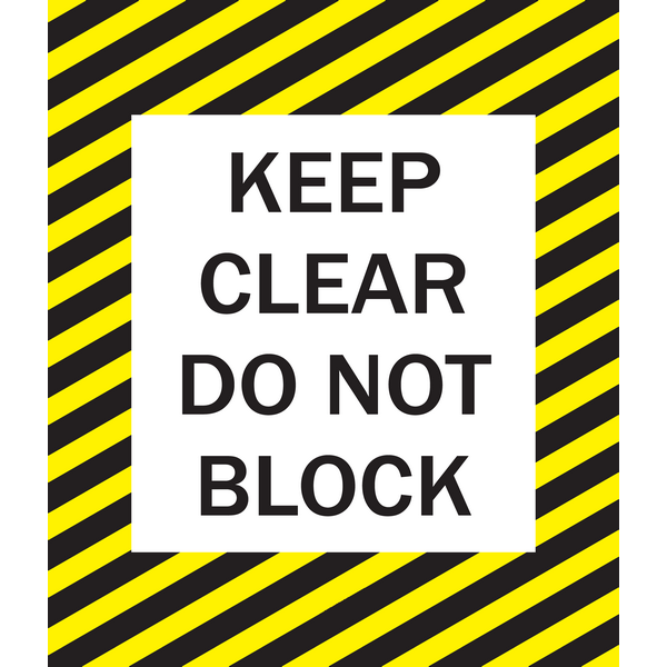Mighty Line KCDNB3642 Keep Clear Do Not Block, 36" x 42" Floor Sign, Yellow/Black