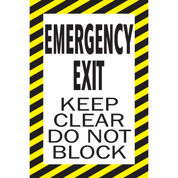 Mighty Line KCEE2436 Emergency Exit Keep Clear Do Not Block, 24" x 36" Floor Sign