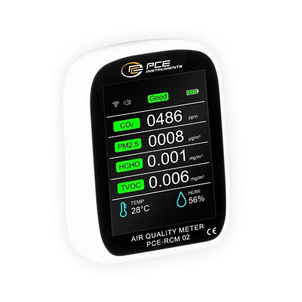 PCE Instruments PCE-RCM 02 Digital Thermometer for Measurement of CO2, Formaldehyde, TVOC, Temperature and Room Humidity