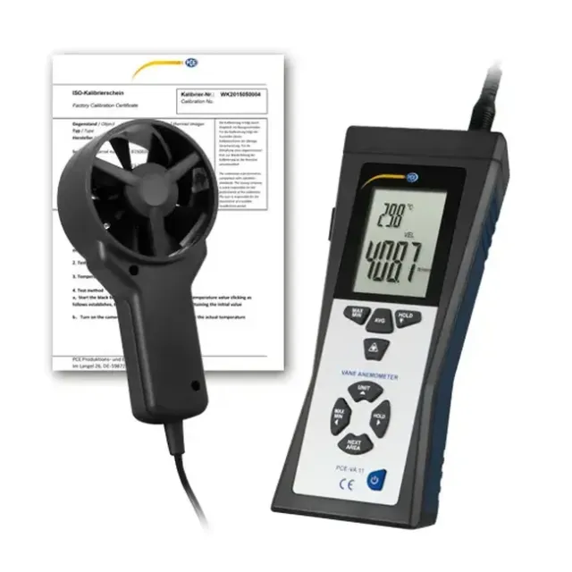 PCE Instruments PCE-VA 11-ICA Air Flow Meter incl. ISO Calibration Certificate
