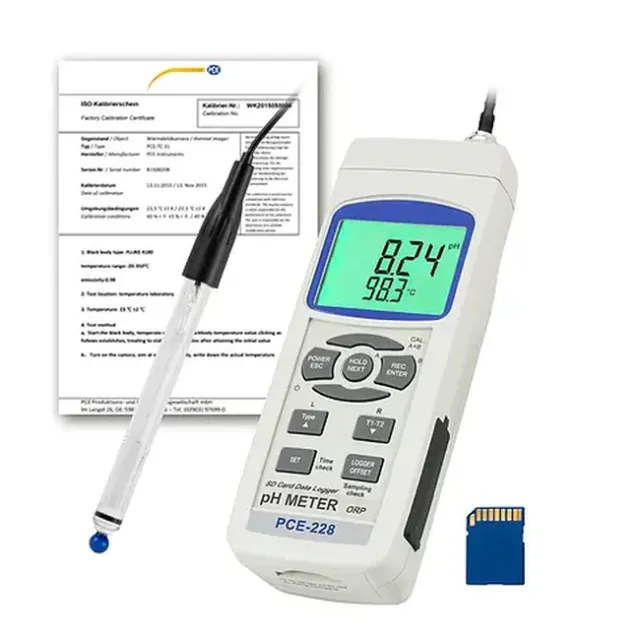 PCE Instruments PCE-228HTE-ICA Handheld pH-Meter incl. ISO Calibration Certificate