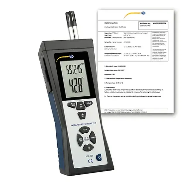 PCE Instruments PCE-320-ICA Air Humidity Meter, 10 to 90% H.r. incl. ISO Calibration Certificate