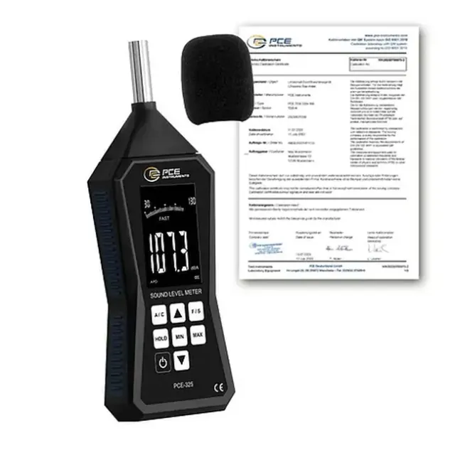 PCE Instruments PCE-325-ICA Decibel Meter, 30-130 dB incl. ISO Calibration Certificate