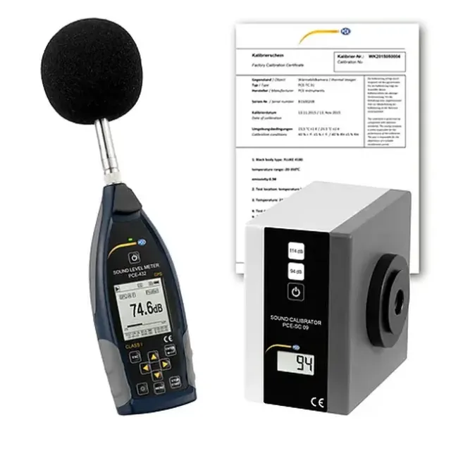 PCE Instruments PCE-432-SC 09-ICA Handheld Noise Meter with GPS (Class 1) Incl. Class 1 Calibrator incl. ISO Calibration Certificate