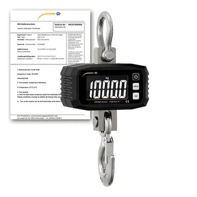 PCE Instruments PCE-CS 1T-ICA Weighing Hook with Measuring Range of 0 ... 1000 kg incl. ISO Calibration Certificate