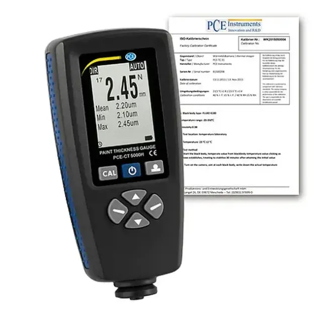 PCE Instruments PCE-CT 5000H-ICA Coating Thickness Guage, Includes Type F and Type N probe incl. ISO Calibration Certificate