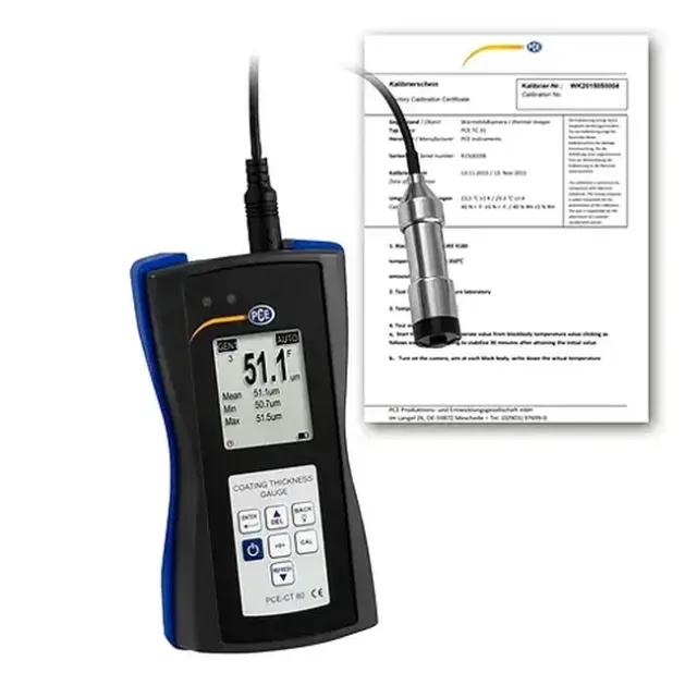 PCE Instruments PCE-CT 80-FN3-ICA Coating Thickness Meter for Fe and NFe with USB Interface incl. ISO Calibration Certificate