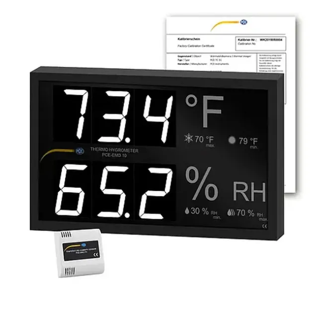 PCE Instruments PCE-EMD 10-ICA Digital Thermometer, 32.0 to 122.0 F incl. ISO Calibration Certificate