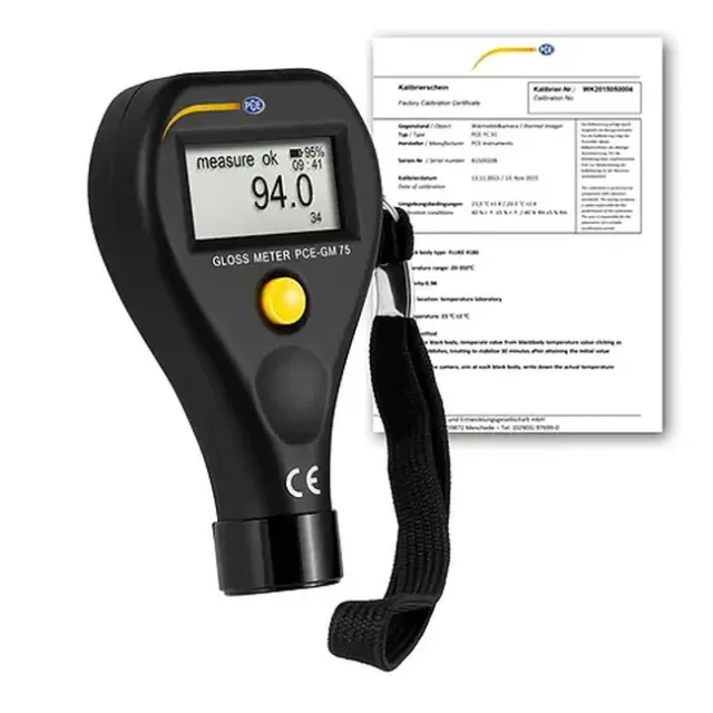 PCE Instruments PCE-GM 75-ICA Surface Paint Gloss Tester, Non-Destructive Tester incl. ISO Calibration Certificate