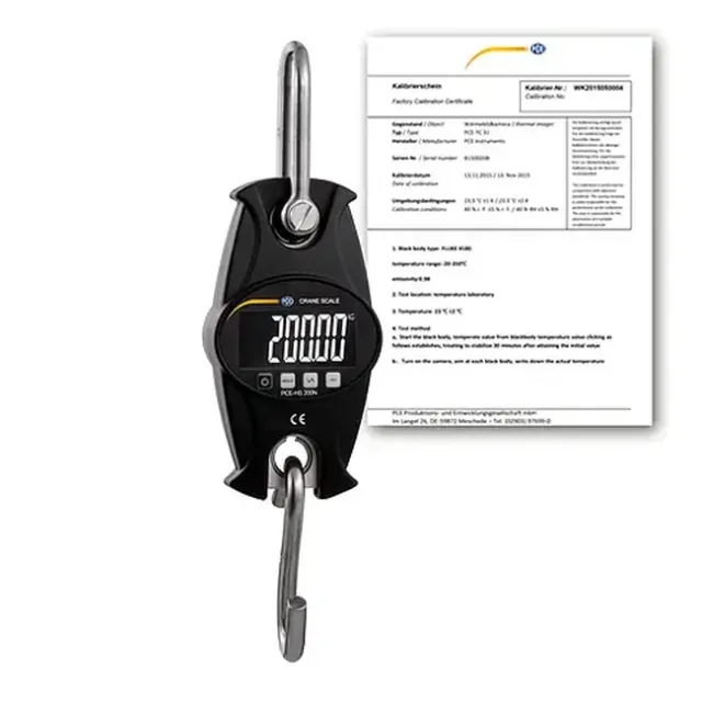 PCE Instruments PCE-HS 200N-ICA Crane Scale to 200 kg incl. ISO Calibration Certificate