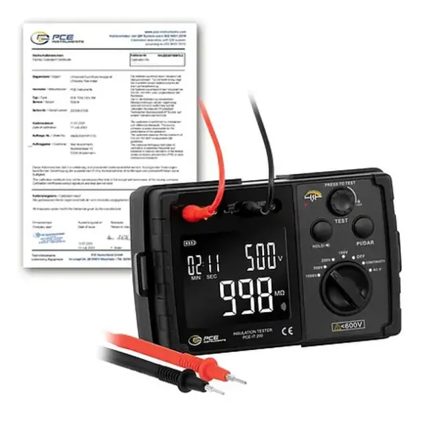 PCE Instruments PCE-IT 200-ICA Insulation Tester with Timer incl. ISO Calibration Certificate