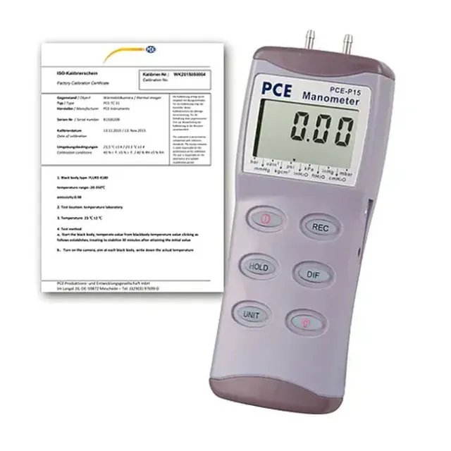 PCE Instruments PCE-P15-ICA Pressure Gauge with RS232 Interface and Software incl. ISO Calibration Certificate