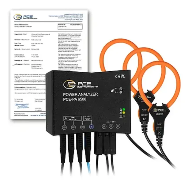 PCE Instruments PCE-PA 6500 F50-ICA Power Indicator for Energy Monitoring with Measurement without Interrupting the Power Supply incl. ISO Calibration Certificate