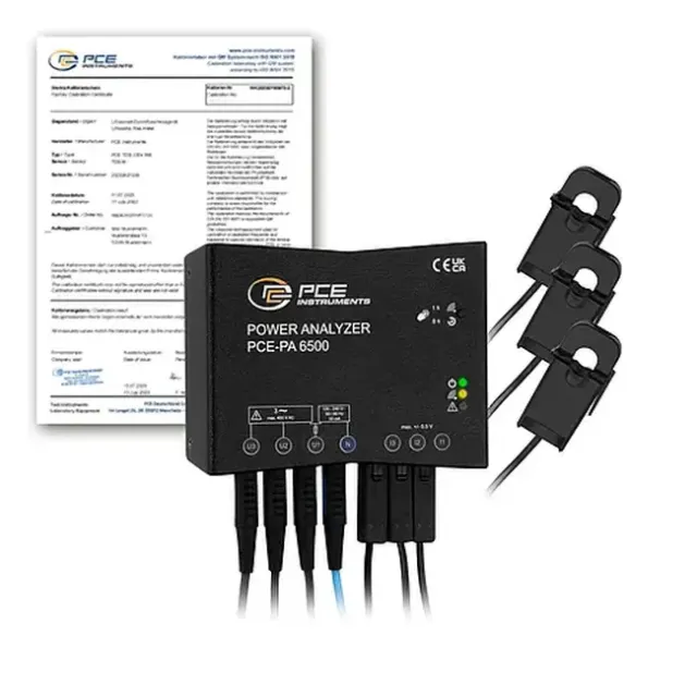 PCE Instruments PCE-PA 6500 R11-ICA Power Indicator for Energy Monitoring with Configuration and Data Transfer Via App incl. ISO Calibration Certificate