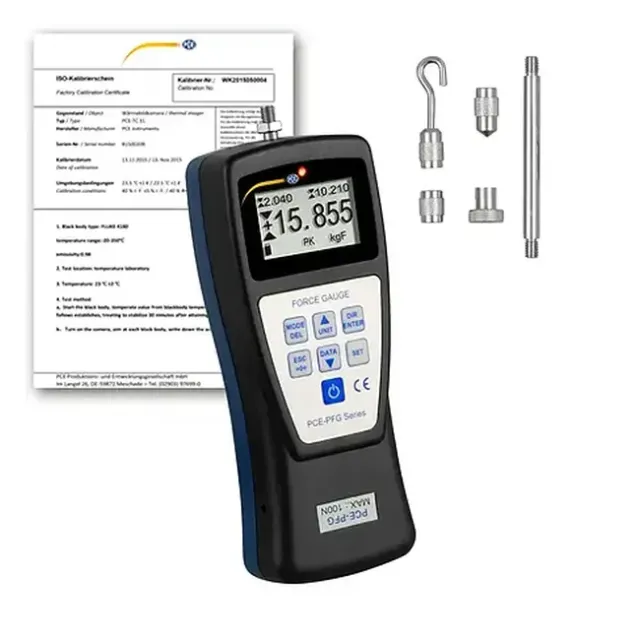PCE Instruments PCE-PFG 100-ICA Force Gauge, 0 to 100 N incl. ISO Calibration Certificate