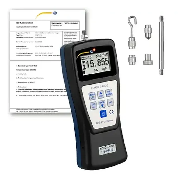 PCE Instruments PCE-PFG 200-ICA Force Gauge, 0 to 200 N incl. ISO Calibration Certificate