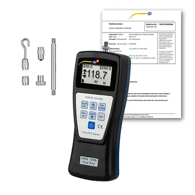 PCE Instruments PCE-PFG 500-ICA Force Gauge, 0 to 500 N incl. ISO Calibration Certificate