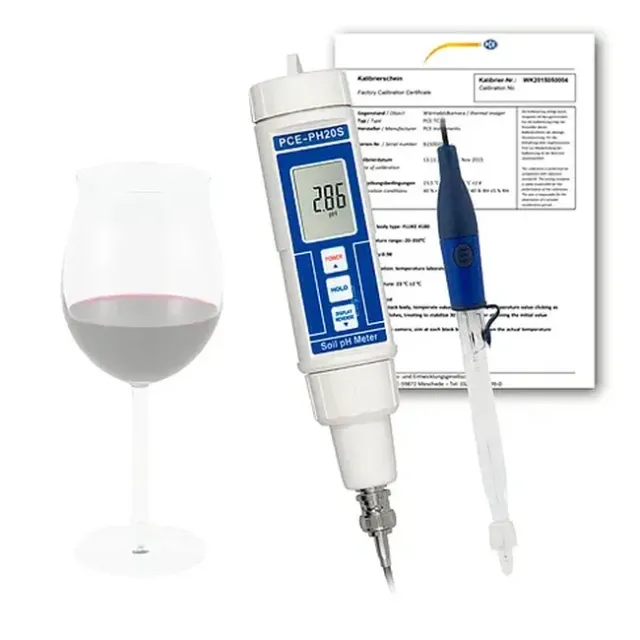 PCE Instruments PCE-PH20WINE-ICA Wine pH Meter, 0.00 to 14.00 pH incl. ISO Calibration Certificate