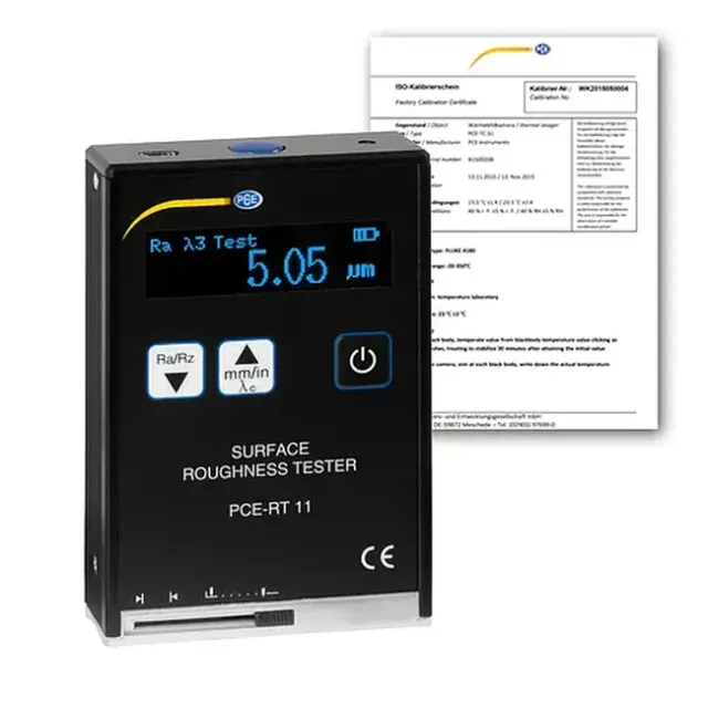 PCE Instruments PCE-RT 11-ICA Material Roughness Tester, Ra, Rz, Rq, Rt Measurement Range incl. ISO Calibration Certificate