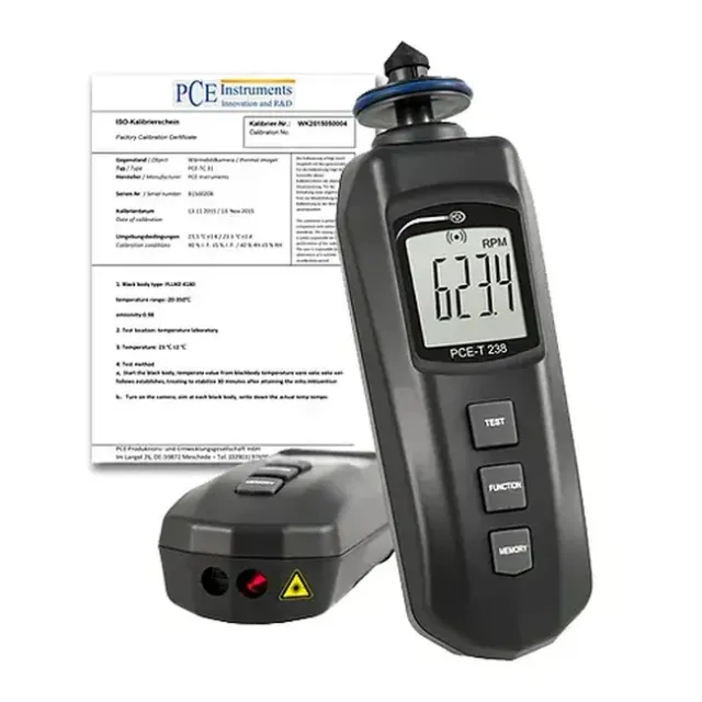 PCE Instruments PCE-T 238-ICA Handheld Tachometer incl. ISO Calibration Certificate