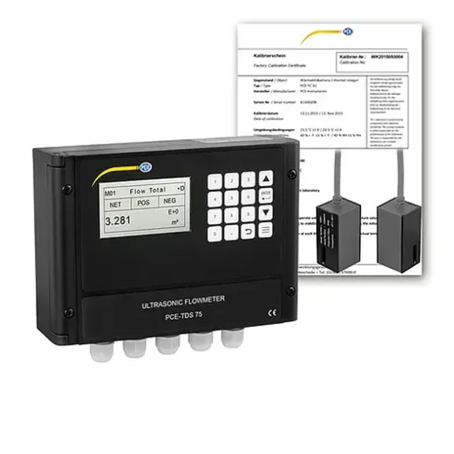 PCE Instruments PCE-TDS 75-ICA Ultrasonic Flow Meter, 25 to 1200 mm incl. ISO Calibration Certificate
