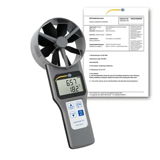 PCE Instruments PCE-VA 20-ICA Mulitfunction Aneometer, 0.2 to 30 m/s incl. ISO Calibration Certificate