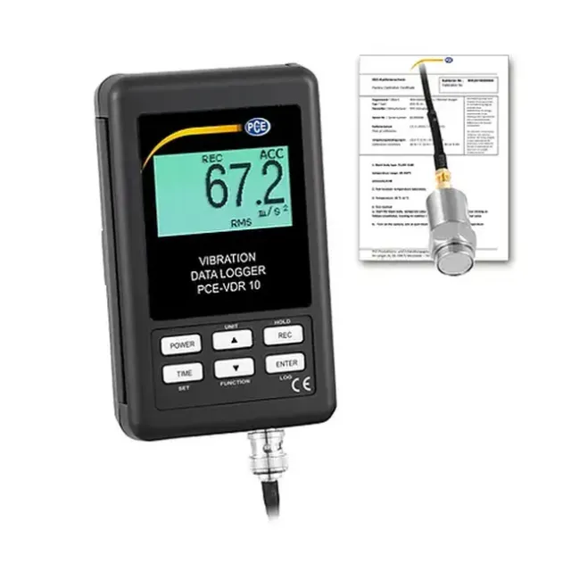 PCE Instruments PCE-VDR 10-ICA Vibration Analyzer, 10 to 1000 Hz incl. ISO Calibration Certificate