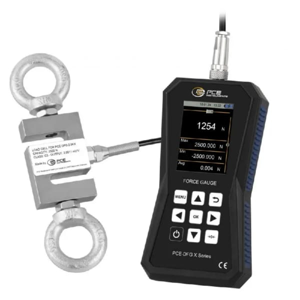 PCE Instruments PCE-DFG 2K5 X Dynamometer with External Measuring Cell Up to 2,500 N