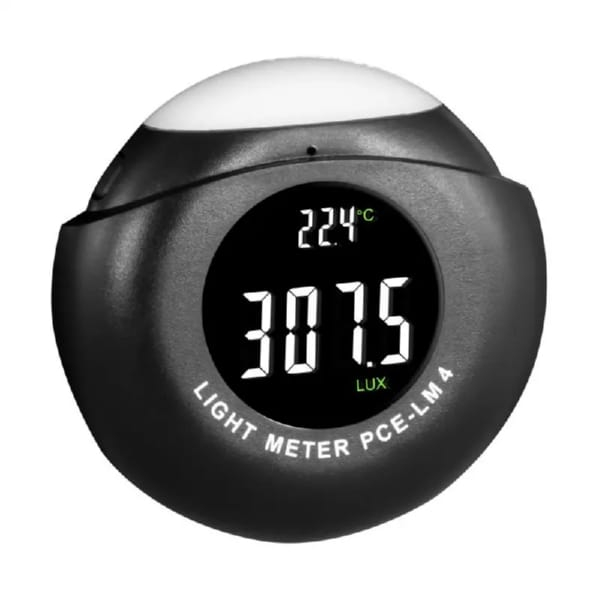 PCE Instruments PCE-LM 4 Lux Meter with internal sensor / Measuring range 0 lx ... 200 klx / Temperature measurement / Internal memory for up to 12 values / Units: lx, fc, C, F / Min-Max-HOLD display