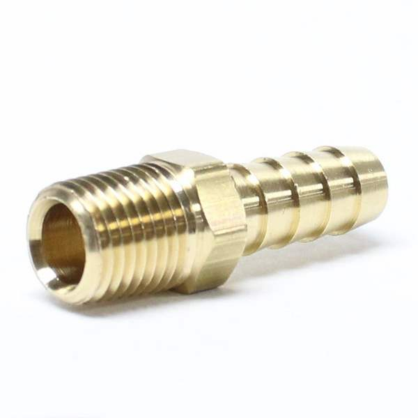 Petersen 912-8300-037001 Connector, Hose Barb, 3/8" x 1/4", MNPT, Brass 102-0604