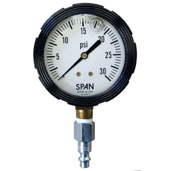 Petersen 936-1000-1030 Glycerin-Filled Pressure Gauge, 0 - 30 Psig, 1/4" Quick Connect, Plug