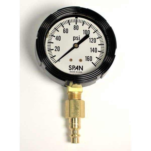 Petersen 936-1000-1160 Glycerin-Filled Pressure Gauge, 0 - 160 Psig, 1/4" Quick Connect, Plug