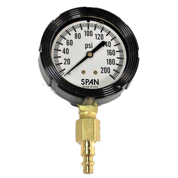 Petersen 936-1000-1200 Glycerin-Filled Pressure Gauge, 0 - 200 Psig, 1/4" Quick Connect, Plug