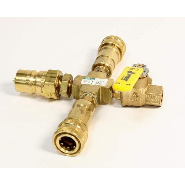 Petersen 936-2300-050HP Pressure Monitoring Valve Assembly w/ Receptacles for Gauge & Relief Valve 1/2" Hpqc X (2) 1/4" Hpqc, 600 Psi
