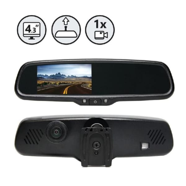 Rear View Safety RVS-718-BB G-Series Rear View Replacement Mirror Monitor With Built-In Dash Camera