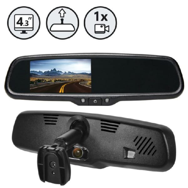 Rear View Safety RVS-718-HBB G-Series Rear View Replacement Mirror Monitor With Built-in Hidden Dash Camera