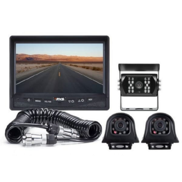 Rear View Safety RVS-770616-2133-NM-04 Backup Camera System 9" QV Display, Backup Camera, Both Side Cameras, Trailer Tow Quick Connect/Disconnect Kit for Multiple Cameras, 66' Cable, 2 x 33' Cables