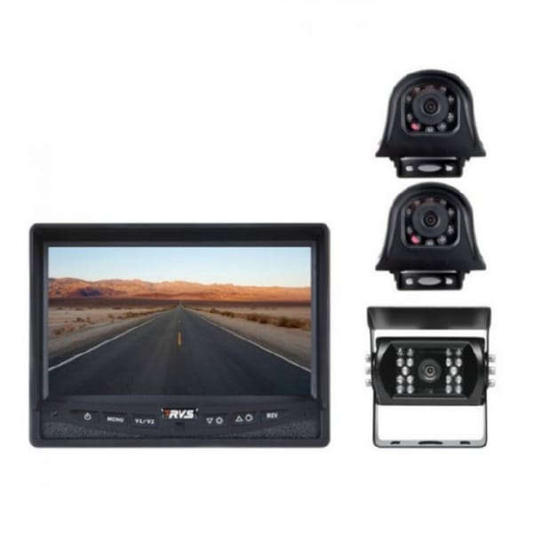 Rear View Safety RVS-770616-NM-01 Backup Camera System 7" Display, Backup Camera, Both Side Cameras, 66' Cable, 2 x 33' Cable