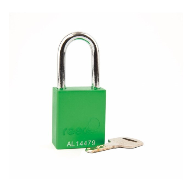 Reece Safety AL38GRN 1-1/2" Aluminum Safety Padlock, 1-1/2" Steel Shackle, Keyed to Differ, Green