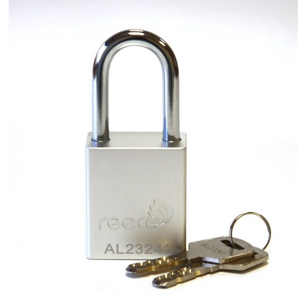 Reece Safety AL38SVR 1-1/2" Aluminum Safety Padlock, 1-1/2" Steel Shackle, Keyed to Differ, Silver