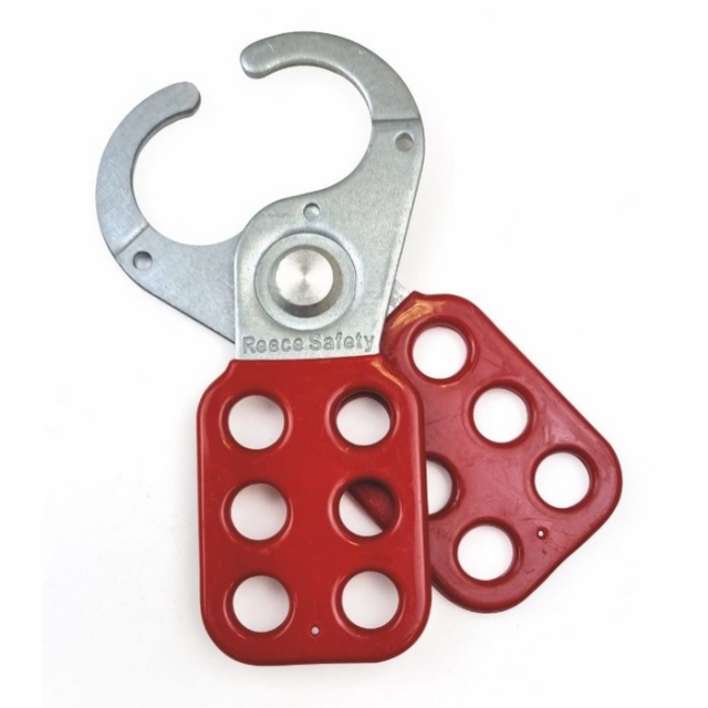 Reece Safety MLH5 Lockout Hasp Steel Red Coated, Scissor Action 1" Dia Jaws