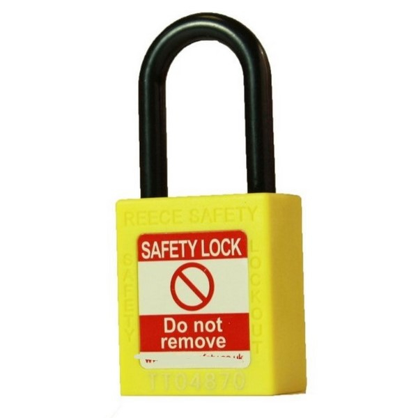Reece Safety NC38YLWK 1-1/2" Nylon Safety Padlock, 1-1/2" Non Conductive Shackle, Keyed Alike, Yellow