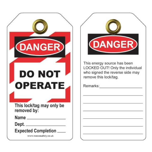 Reece Safety RLTT50 Danger - Do Not Operate Tuff Tags (Pack of 10)