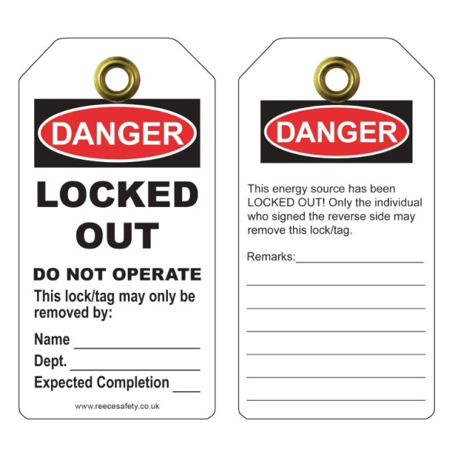 Reece Safety RLTT51 Danger - Locked Out Tuff Tags (Pack Of 10)