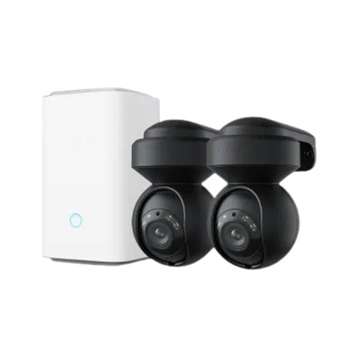 Reolink Home Hub with 2x E1 Outdoor (Black) 5MP Wi-Fi Surveillance System with Auto-Tracking and 3X Optical Zoom, Home Hub with 2 Black Cameras