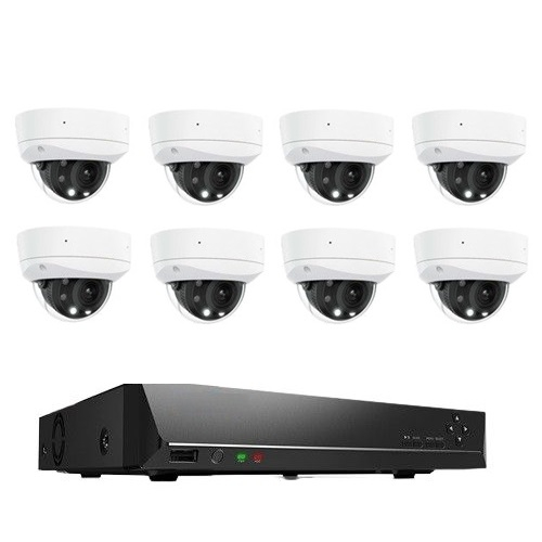 Reolink RLK16-843V8 8-Camera Bundle RLK16-843V8 Smart 4K 8MP IK10 Power Over Ethernet (PoE) Dome Camera System with 5x Optical Zoom, 16-Channel Network Video Recorder (NVR), 8 Cameras