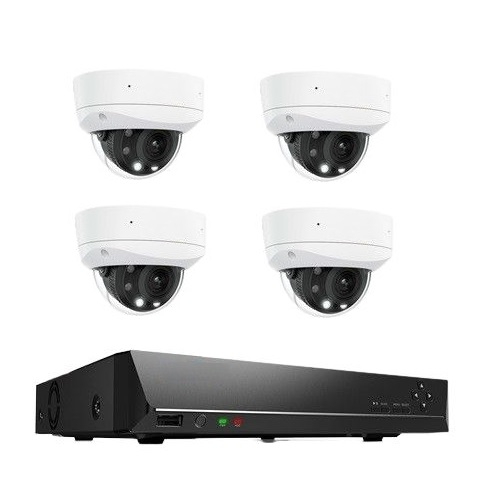 Reolink RLK8-843V4 4-Camera Bundle RLK8-843V4 Smart 4K 8MP IK10 Power Over Ethernet (PoE) Dome Camera System with 5x Optical Zoom, 8-Channel Network Video Recorder (NVR), 4 Cameras