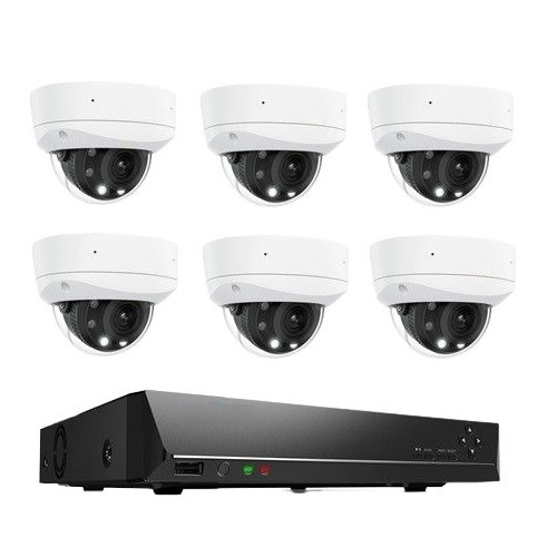 Reolink RLK8-843V4 6-Camera Bundle RLK8-843V4 Smart 4K 8MP IK10 Power Over Ethernet (PoE) Dome Camera System with 5x Optical Zoom, 8-Channel Network Video Recorder (NVR), 6 Cameras