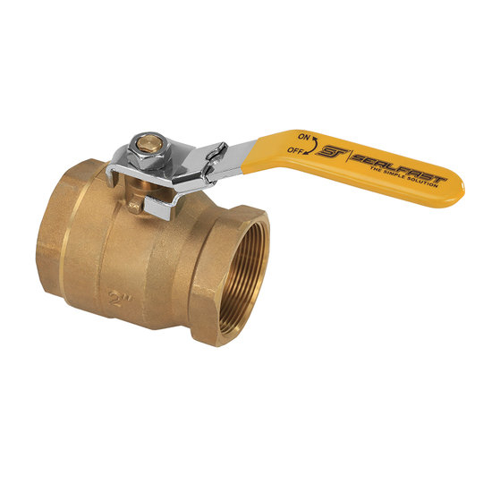 Seal Fast BFVL 100600B 1 in Size Brass Full Bore 2 Piece Ball Valve with Locking Handle