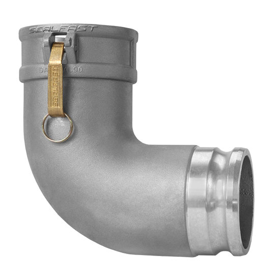 Seal Fast DA200AL90 2 in Size Aluminum Type DA Female Coupler x Male 90 Degree Elbow Cam and Groove Coupling